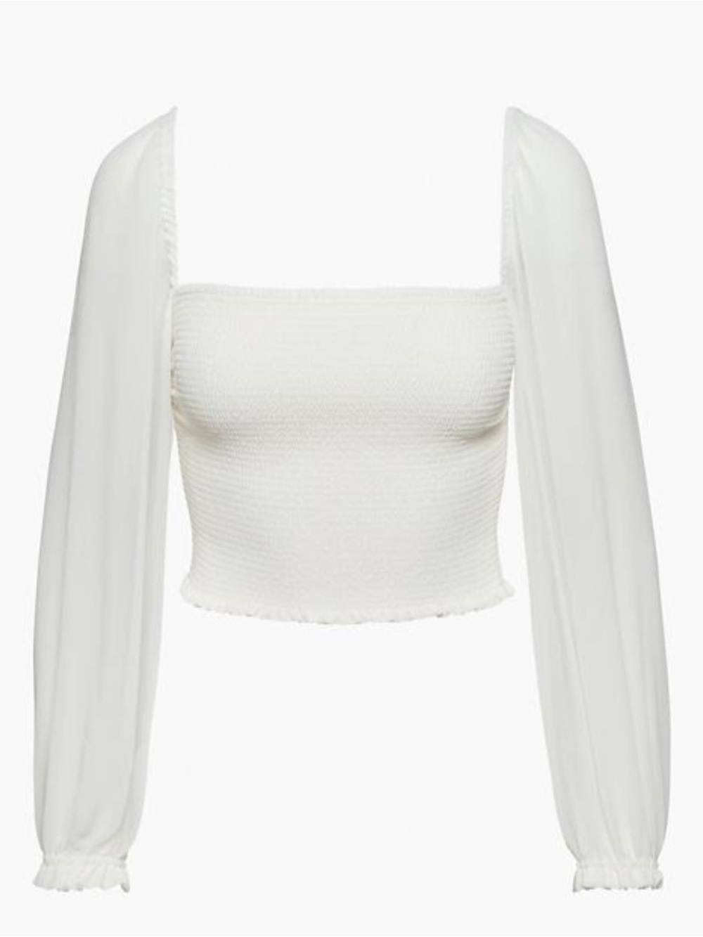 Aritzia (Wilfred) Smocked Square-Neck Top with Sheer Puff Sleeves
